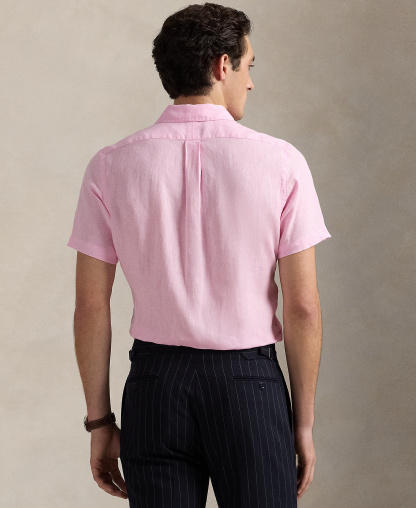 Polo Ralph Lauren Men's Short-Sleeve Linen Button-Up Shirt - Carmel Pink