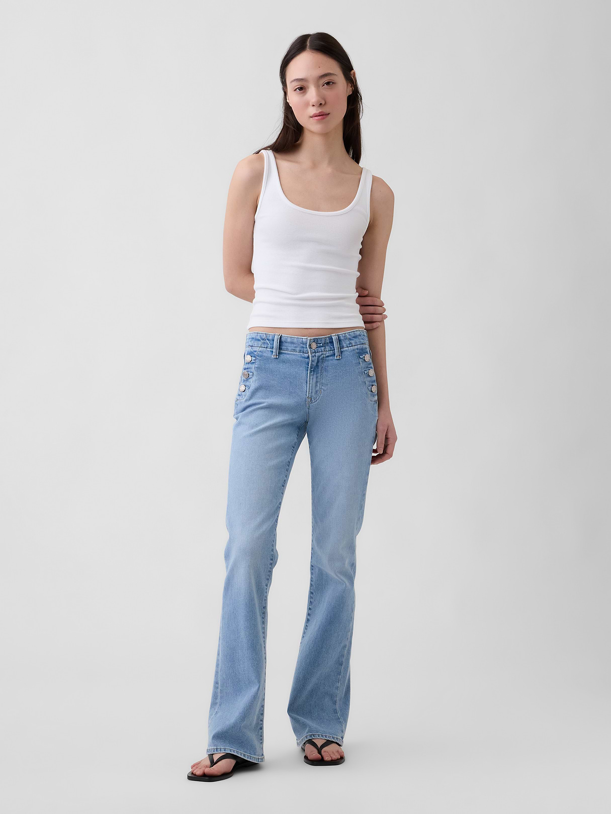 Low Rise Long & Lean Split-Hem Jeans - Sailor blue