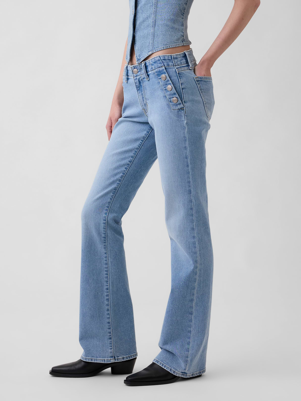 Low Rise Long & Lean Split-Hem Jeans - Sailor blue