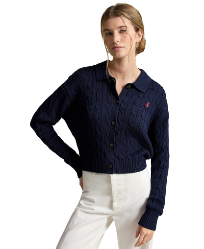 Polo Ralph Lauren Women's Polo Collar Long-Sleeve Cardigan - Hunter Navy