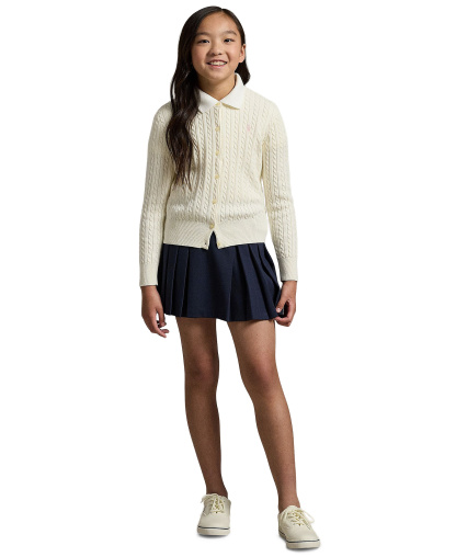 Polo Ralph Lauren Girls' 7-16 Cable-Knit Cotton Cardigan - Cream