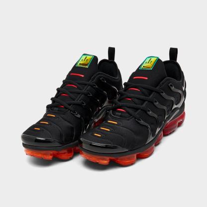 Men's Nithtke Air VaporMax Plus Running Shoes - Part 1 - Black/Light Smoke Grey/Magma Orange - Both shoes facing left