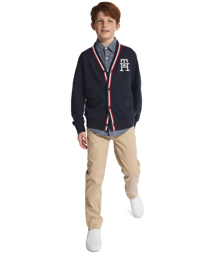 Tommy Hilfiger Boys' 8-20 Minimal V-Neck Cardigan - Navy Blazer