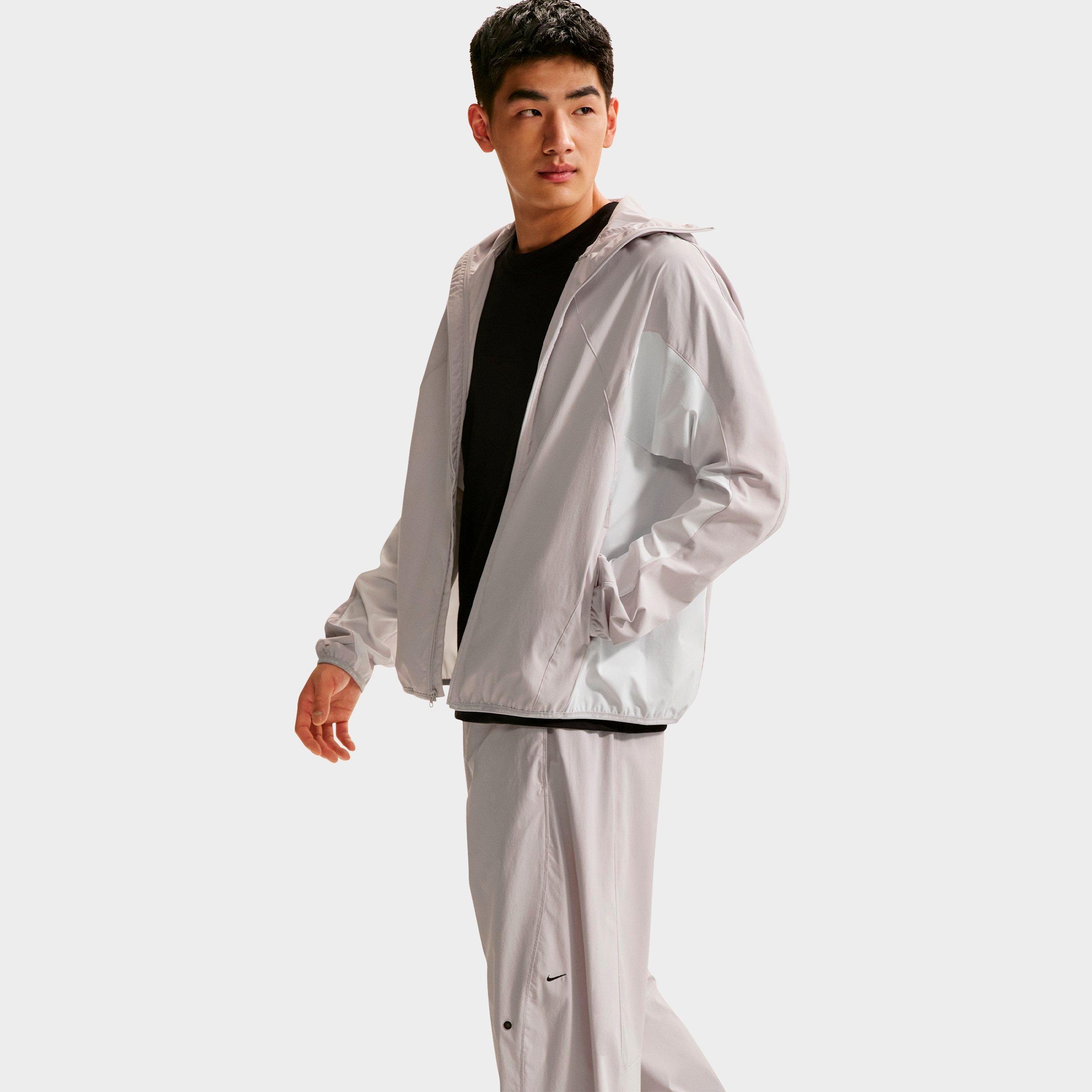 Men's Nithtke Tech Helios Dri-FIT Long-Sleeve Full-Zip Shell - Grey Fog/Off White/Black