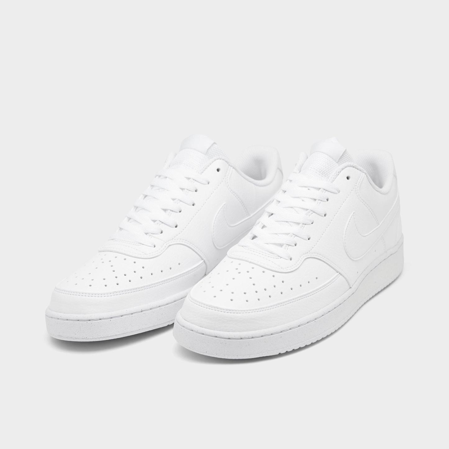 Men's Nithtke Court Vision Low Next Nature Casual Shoes - White/White/White - Both shoes facing left