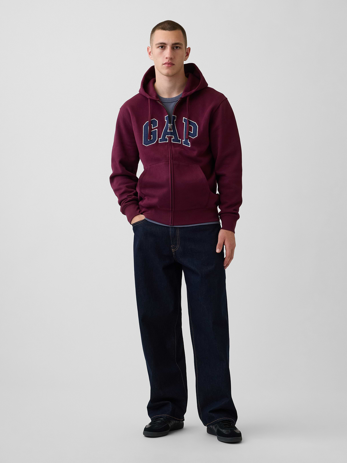 Adult VintageSoft Arch Logo Zip Hoodie - Tuscan red