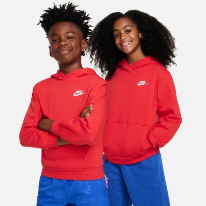 Big Kids' Nithtke Sportswear Club Fleece Pullover Hoodie - University Red/White