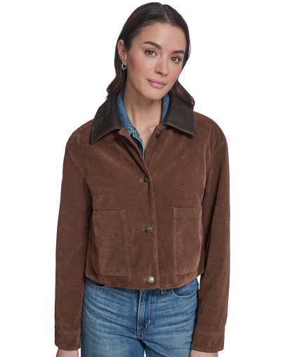 Levi's Women's Cropped Faux-Suede Chore Jacket - Maple