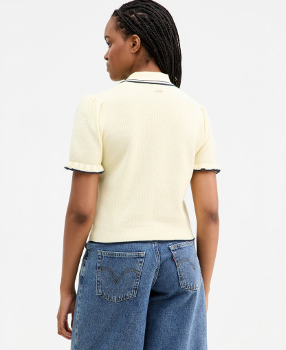Levi's Premium Women's Short-Sleeve Pull-On Polo Shirt - Pear Sorbet/navy Blazer Pear Sorbet / Navy Blazer