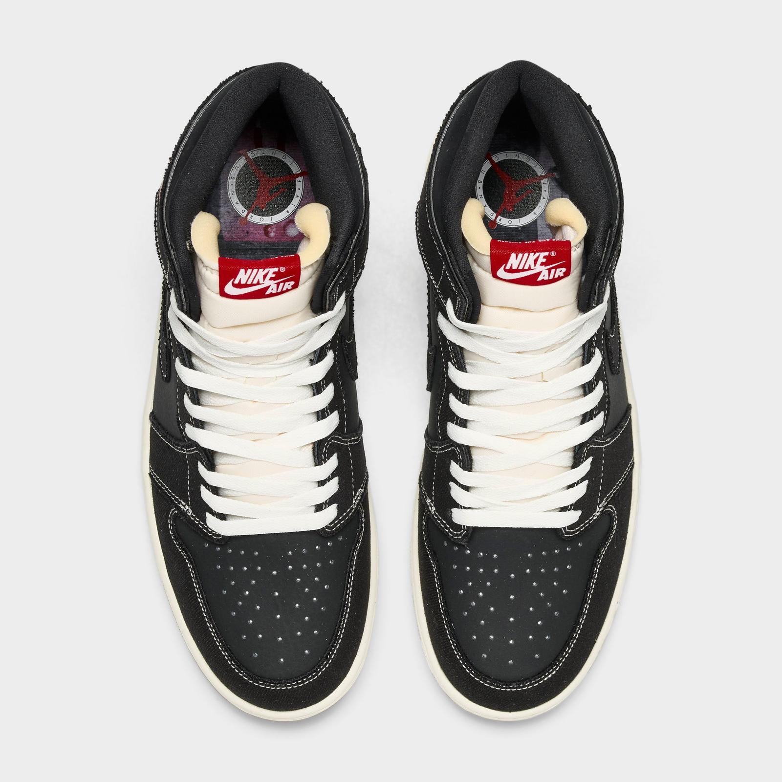 Men's Air Jordan Retro 1 High OG Casual Shoes - Black/Sail/Gum Medium Brown/University Red - view 5