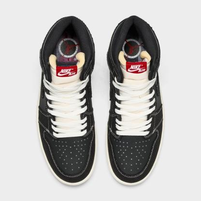 Men's Air Jordan Retro 1 High OG Casual Shoes - Black/Sail/Gum Medium Brown/University Red - view 5
