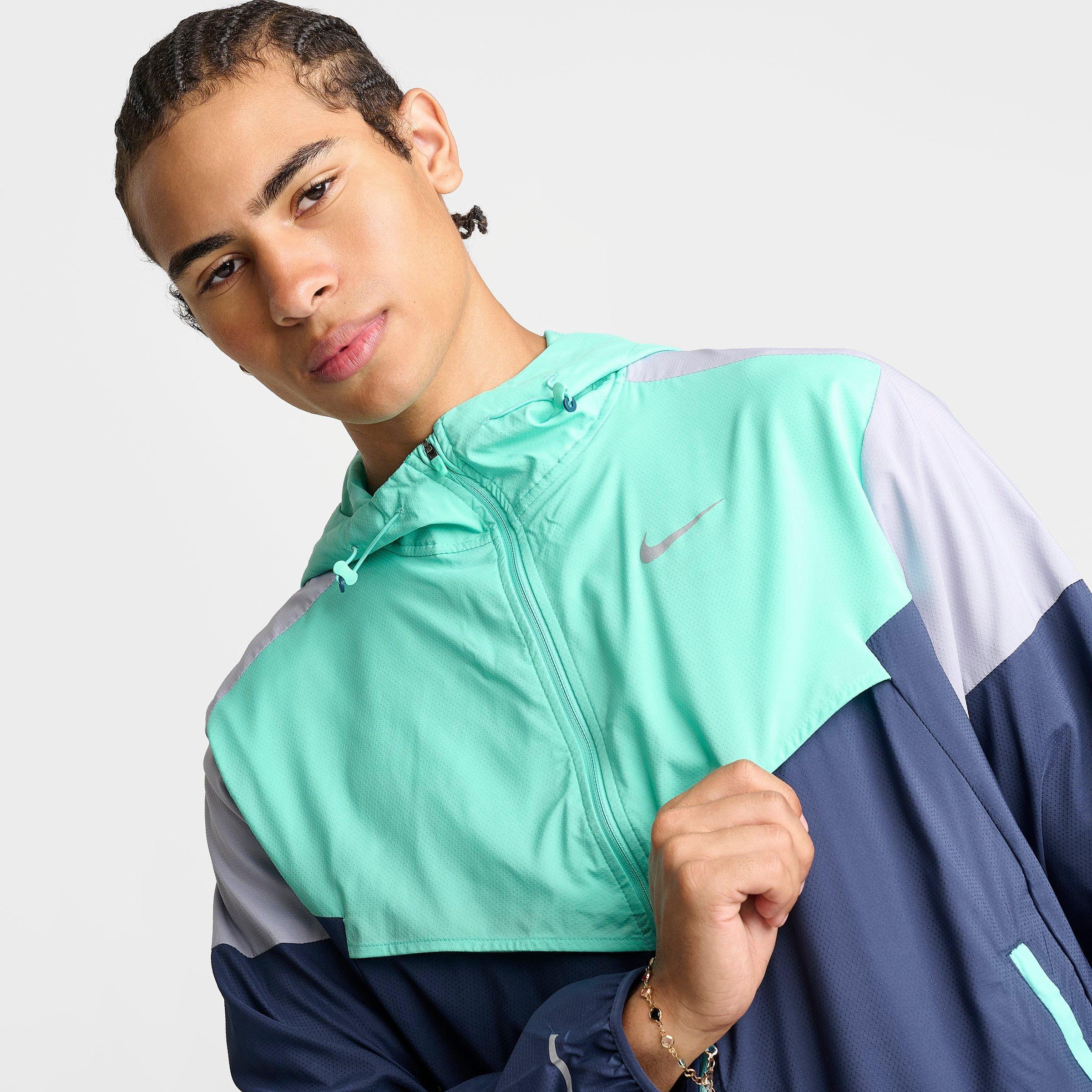 Men's Nithtke Impossibly Light Windrunner Running Jacket - Midnight Navy/Hyper Turquoise/Wolf Grey