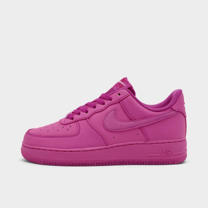 Women's Nithtke Air Force 1 '07 Casual Shoes - Fire Pink/Fireberry/Metallic Silver/Fire Pink - Left shoe facing left. Outside of the shoe.