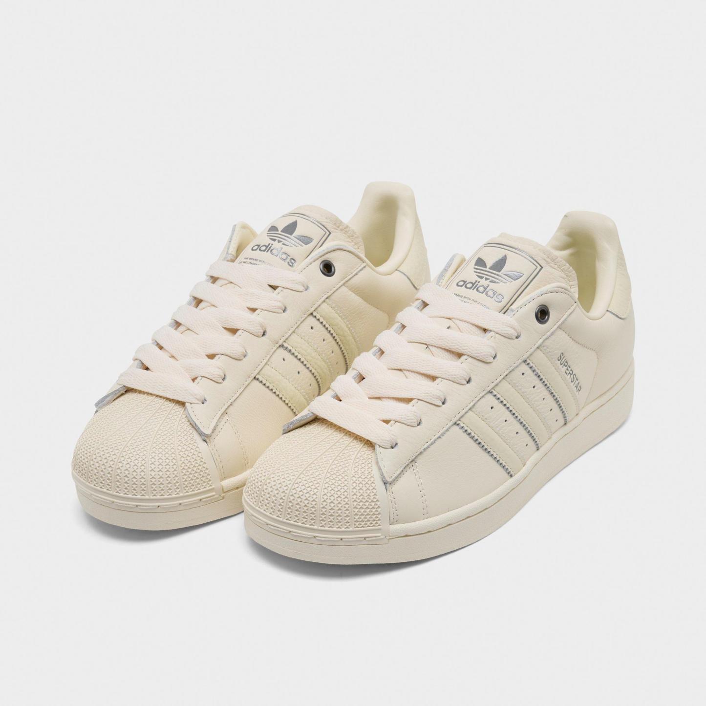 Men's adidas Originals Superstar II Casual Shoes - Part 1 - Cream White/Cream White/Iron Metallic - Both shoes facing left