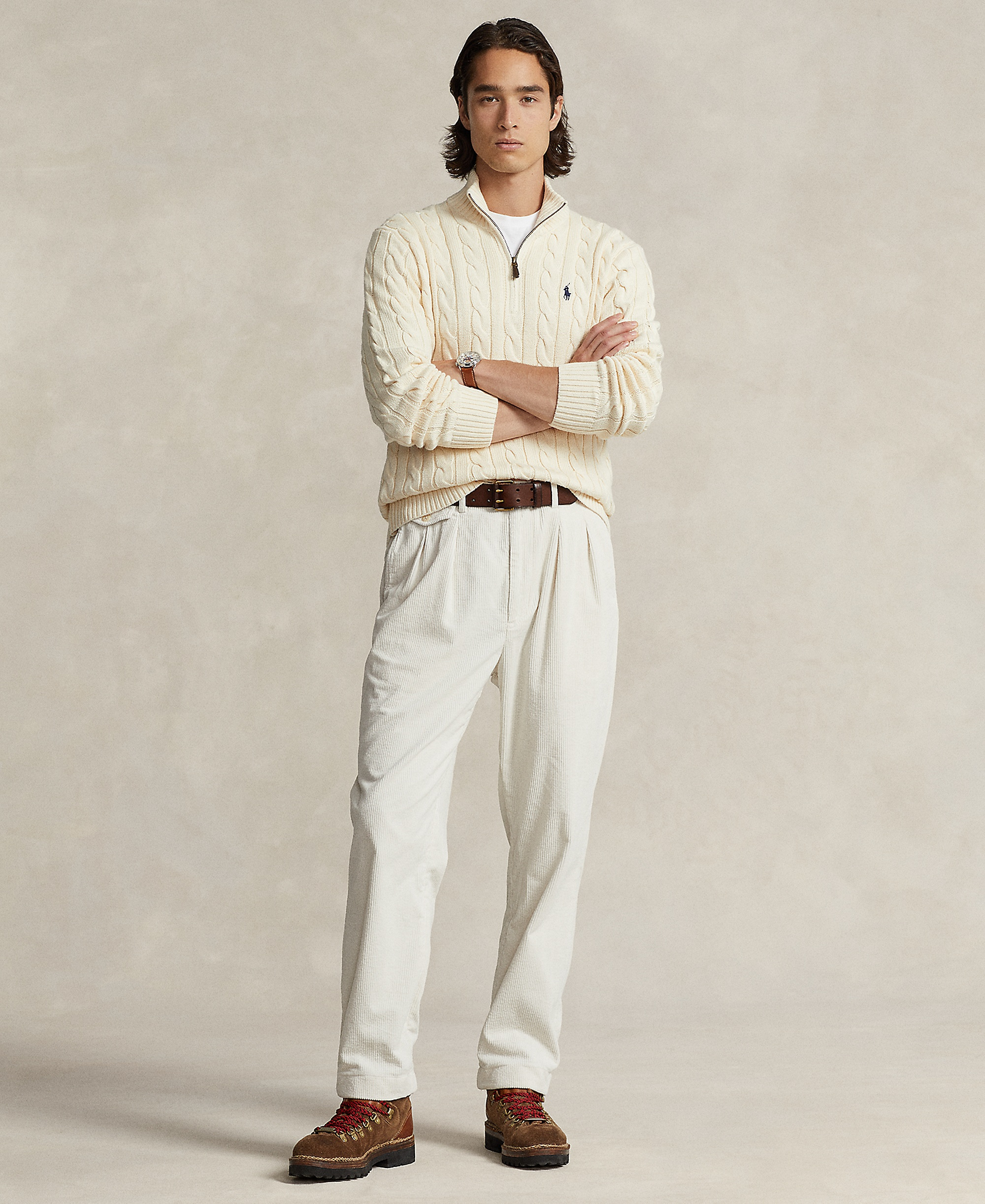 Polo Ralph Lauren Men's Cable-Knit Cotton Sweater - Cream