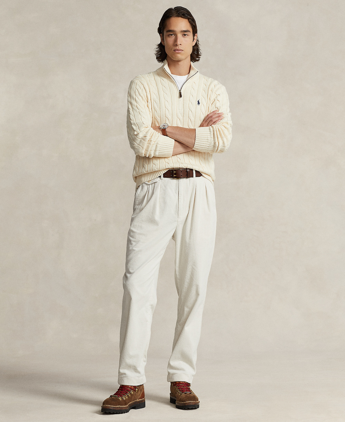 Polo Ralph Lauren Men's Cable-Knit Cotton Sweater - Cream