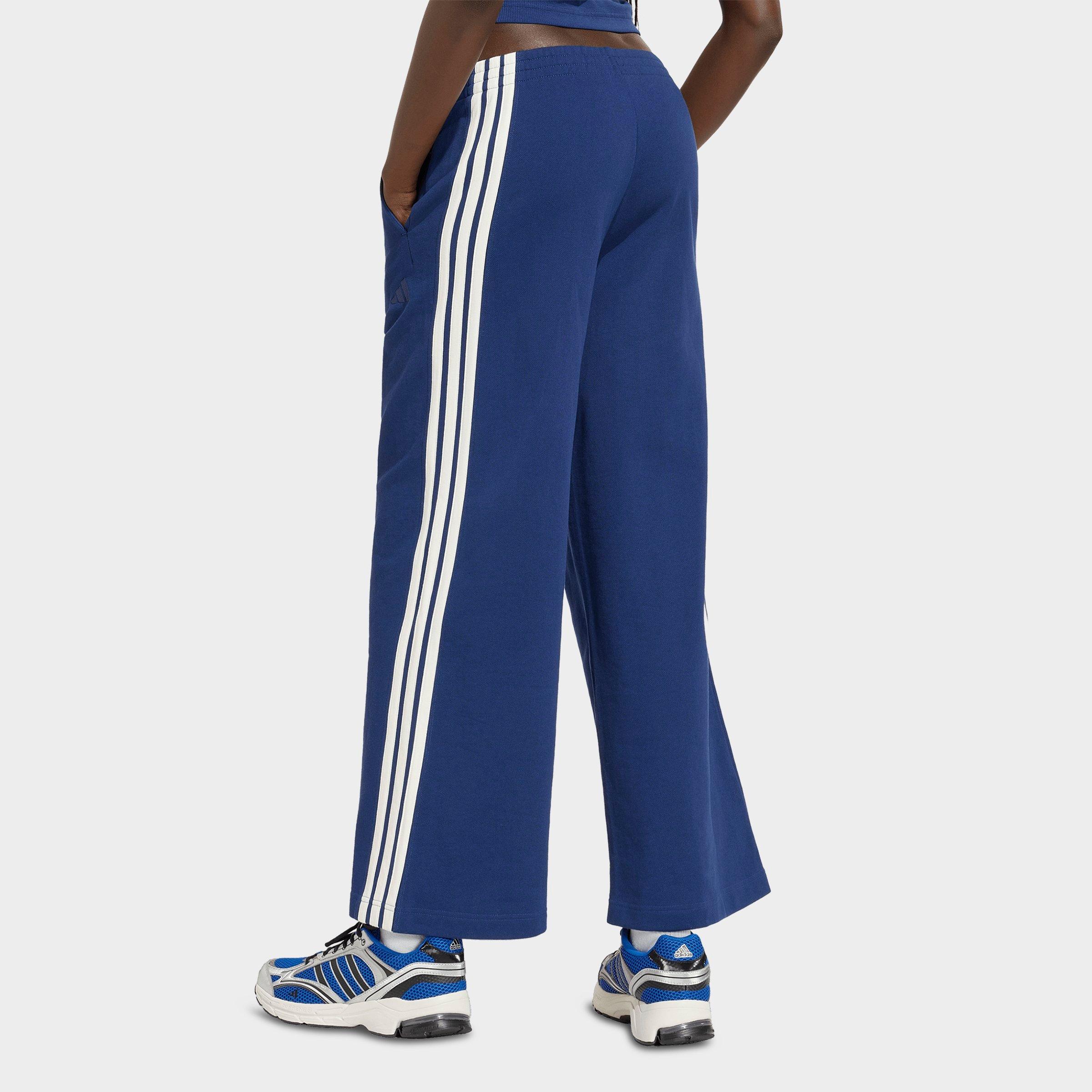 Women's adidas Kit 3-Stripes Wide Pants - Dark Blue/Off White
