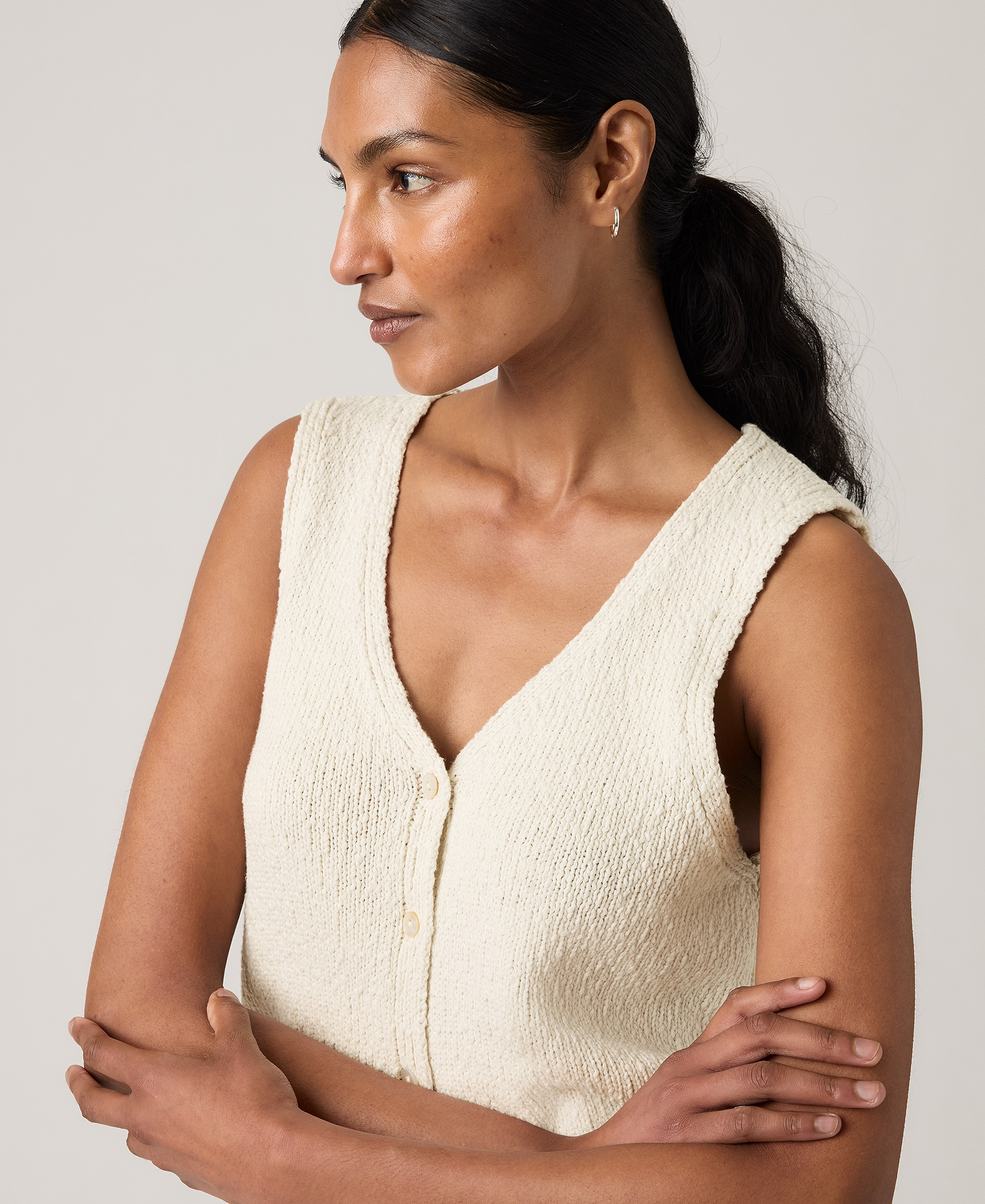 Levi's Premium Women's Sleeveless V-Neck Cotton Vest - Tofu