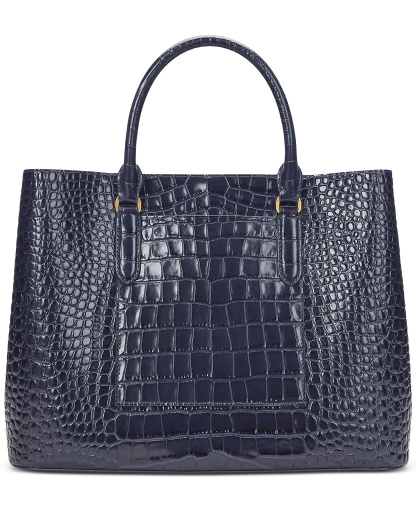 Lauren Ralph Lauren Marcy Large Embossed Satchel Bag - Refined Navy
