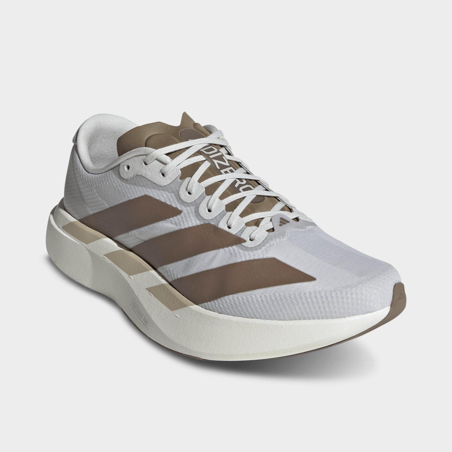 Men's adidas Adizero EVO SL Woven Running Shoes - Part 2 - Grey/Grey/Khaki - Both shoes facing left