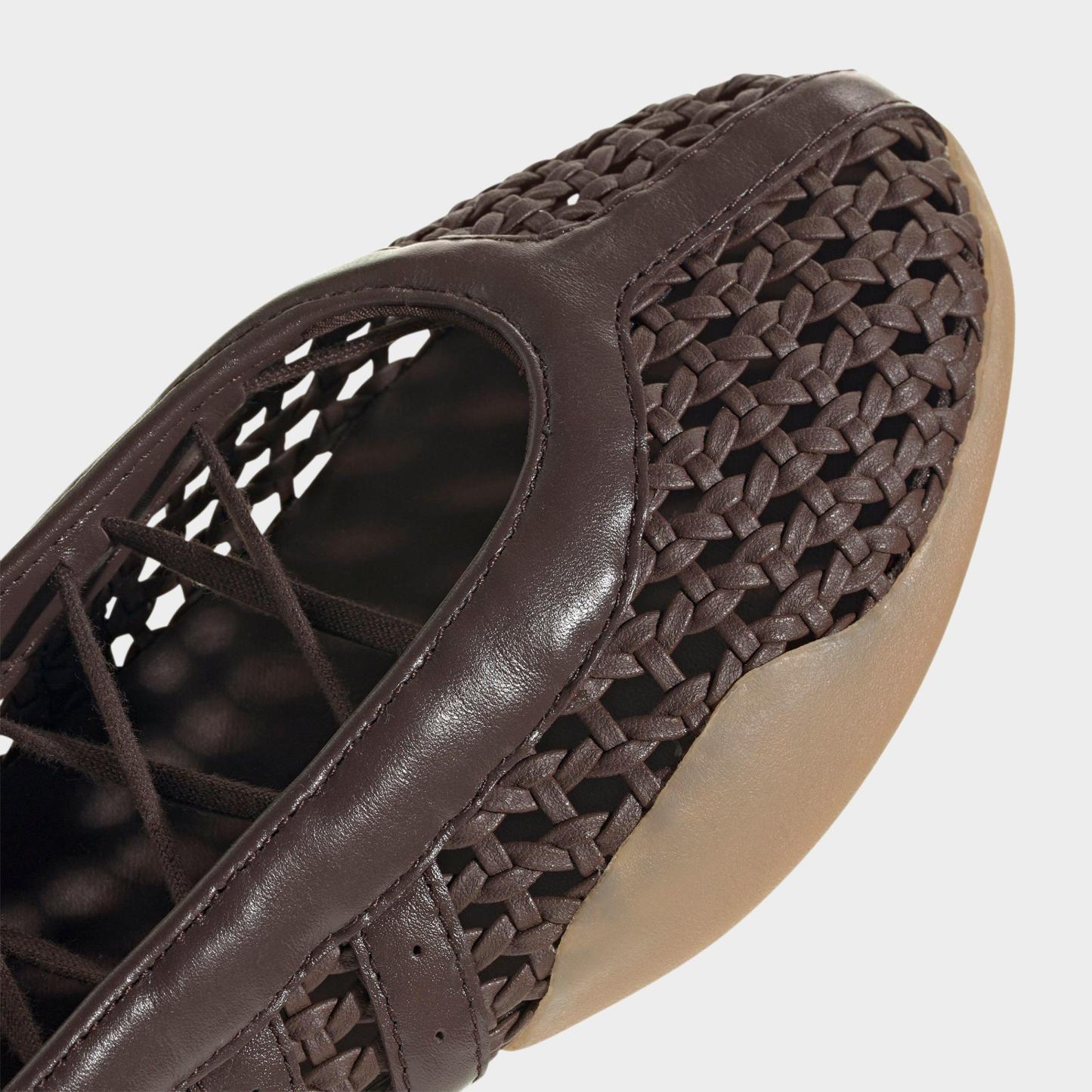 Women's adidas Originals Taekwondo Mei Ballet Casual Shoes - Brown/Brown/Gum - Detail shot
