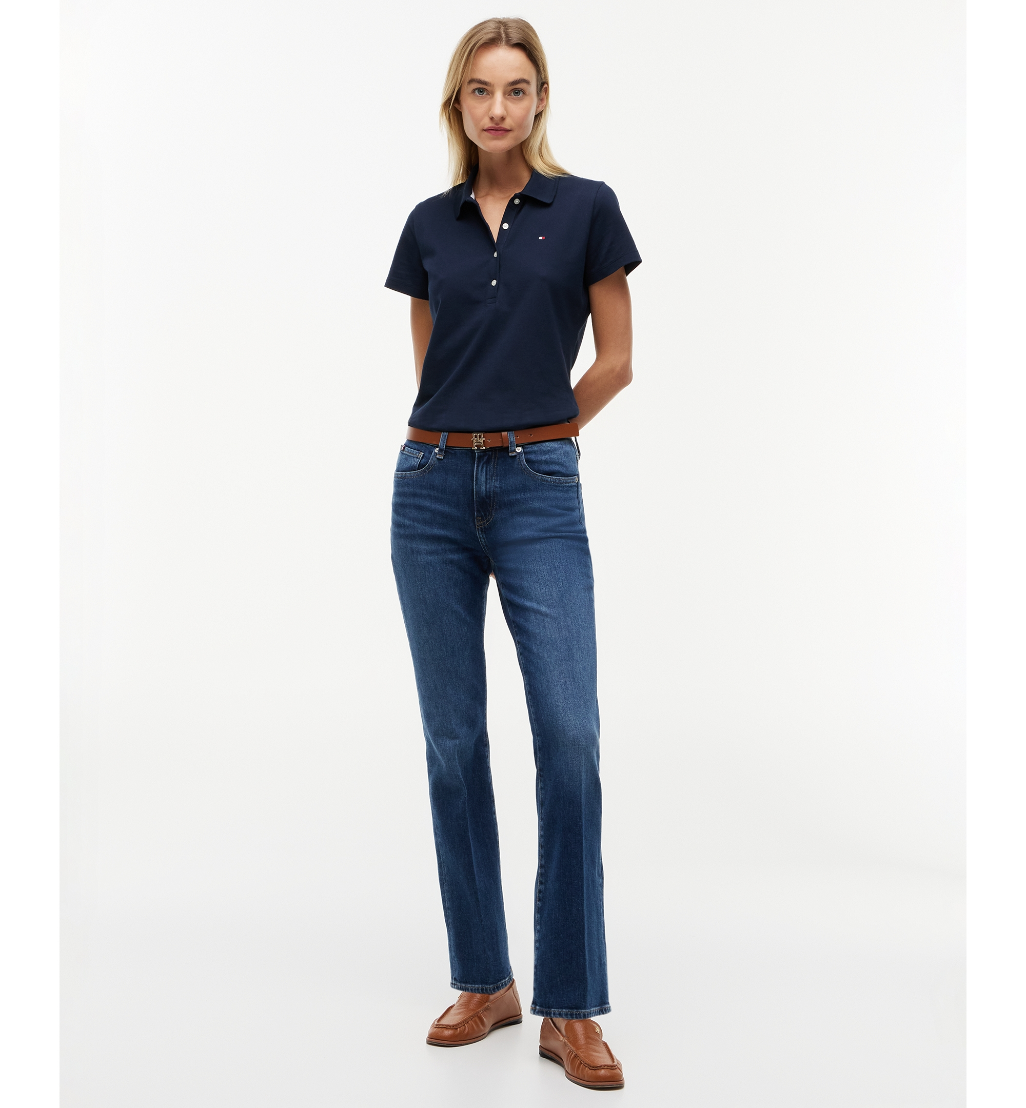 Tommy Hilfiger Women's Classic Pique Short-Sleeve Polo T-Shirt - Dark Night Navy
