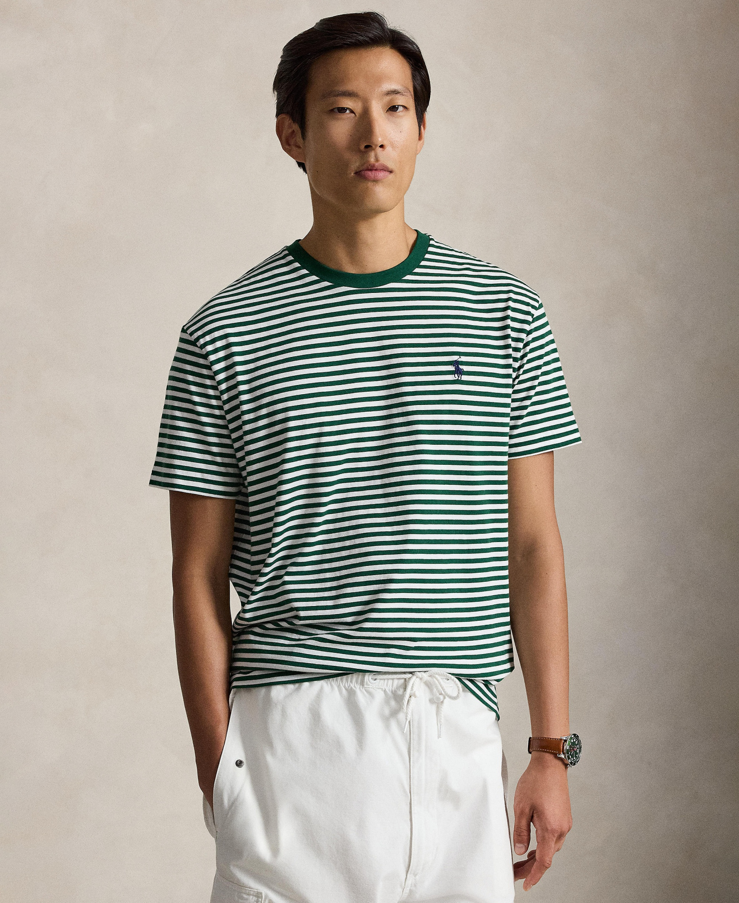 Polo Ralph Lauren Men's Classic-Fit Stripe T-Shirt - New Forest/White