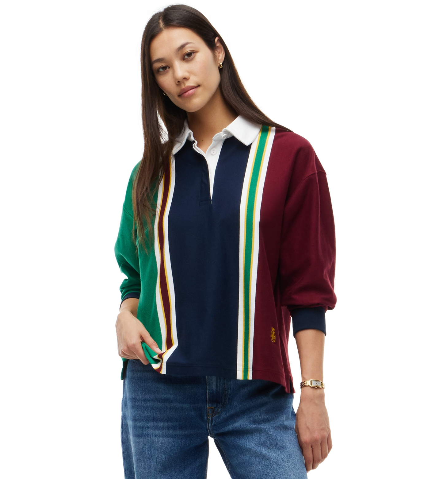Tommy Hilfiger Women's American Icons Rugby Long-Sleeve Striped Polo Sweater, Macy's Exclusive - Nouveau Green