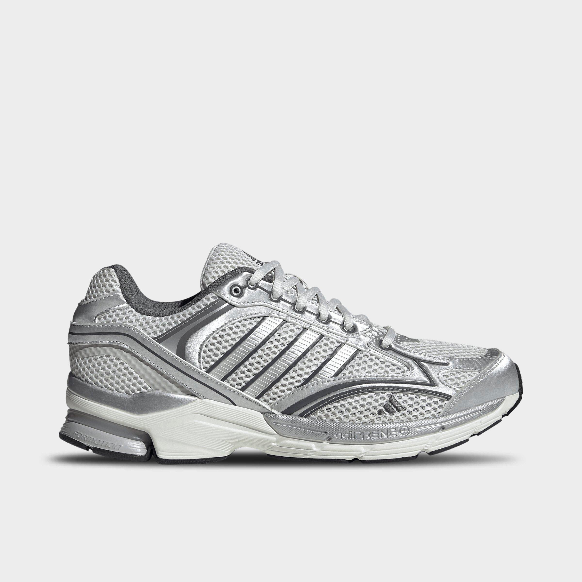 Men's adidas Spiritain 2000 Casual Shoes - Part 1 - Crystal White/Silver Metallic/Grey - Left shoe facing left. Outside of the shoe.