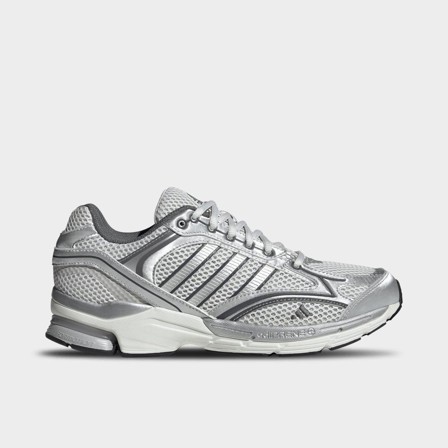 Men's adidas Spiritain 2000 Casual Shoes - Part 1 - Crystal White/Silver Metallic/Grey - Left shoe facing left. Outside of the shoe.