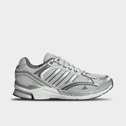 Men's adidas Spiritain 2000 Casual Shoes - Part 1 - Crystal White/Silver Metallic/Grey - Left shoe facing left. Outside of the shoe.