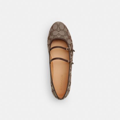 Double Buckle Mary Jane In Signature Jacquard - Oak/Maple - view 3