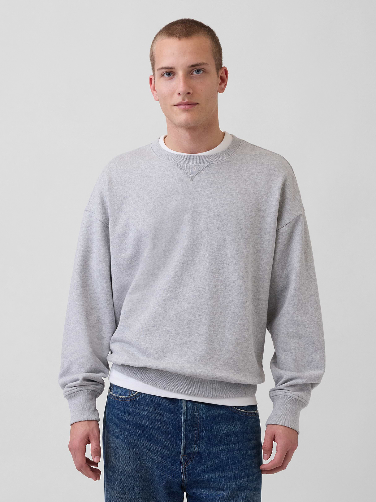 Adult Heavyweight French Terry Oversized Sweatshirt - Light heather grey