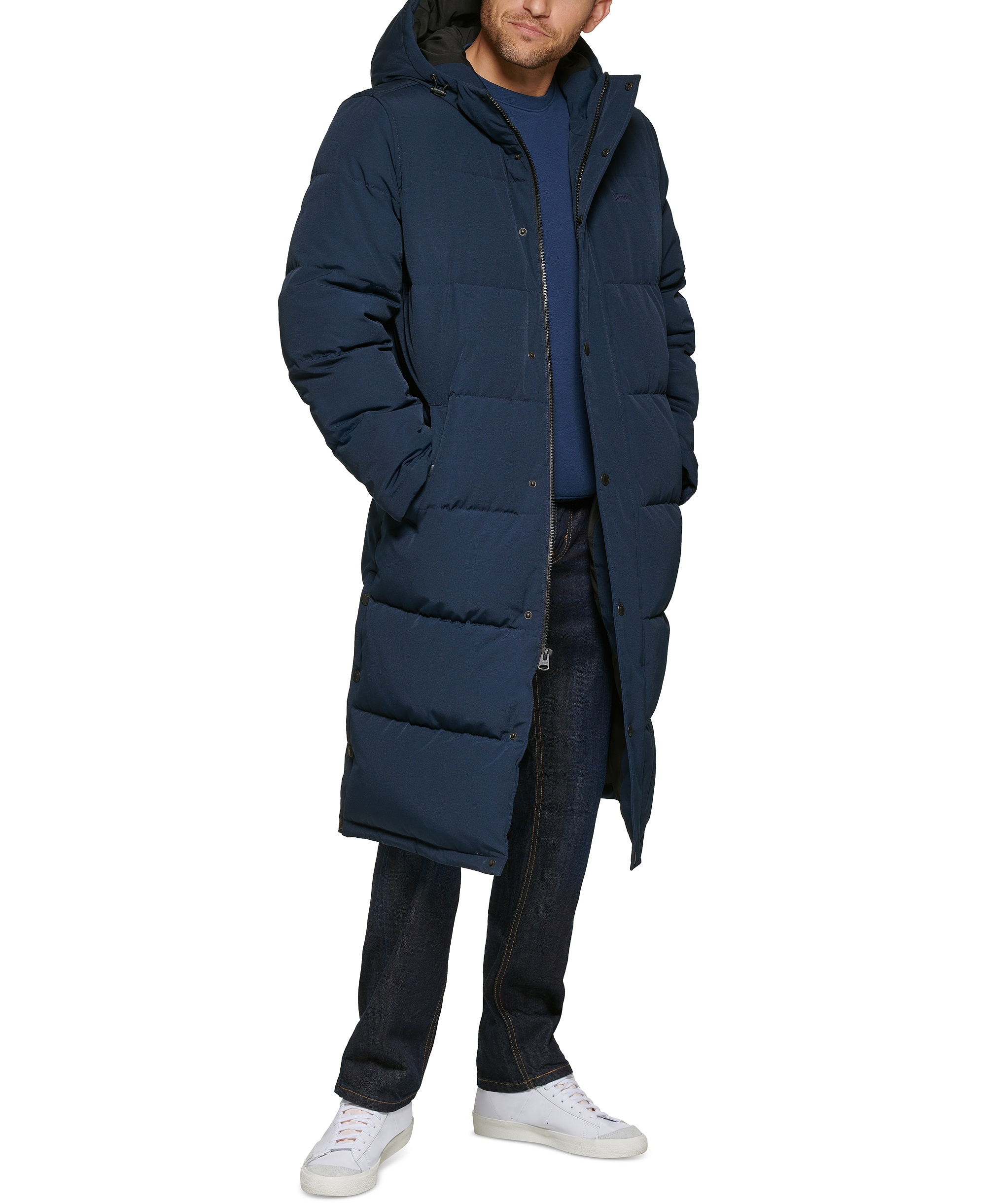 Levi's Men's Quilted Extra Long Parka Jacket - Navy