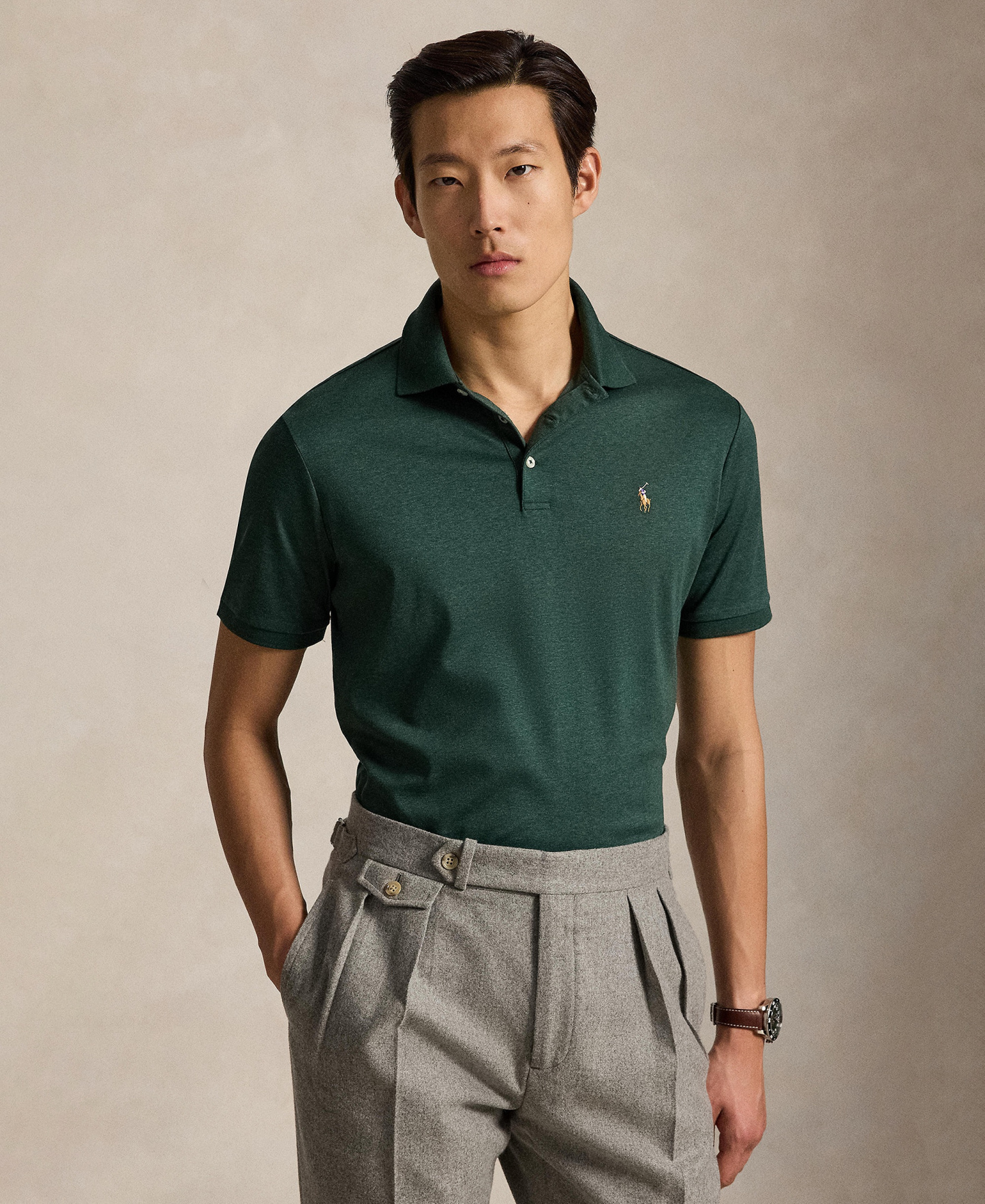 Polo Ralph Lauren Men's Classic-Fit Soft Cotton Polo Shirt - Scotch Pine Heather
