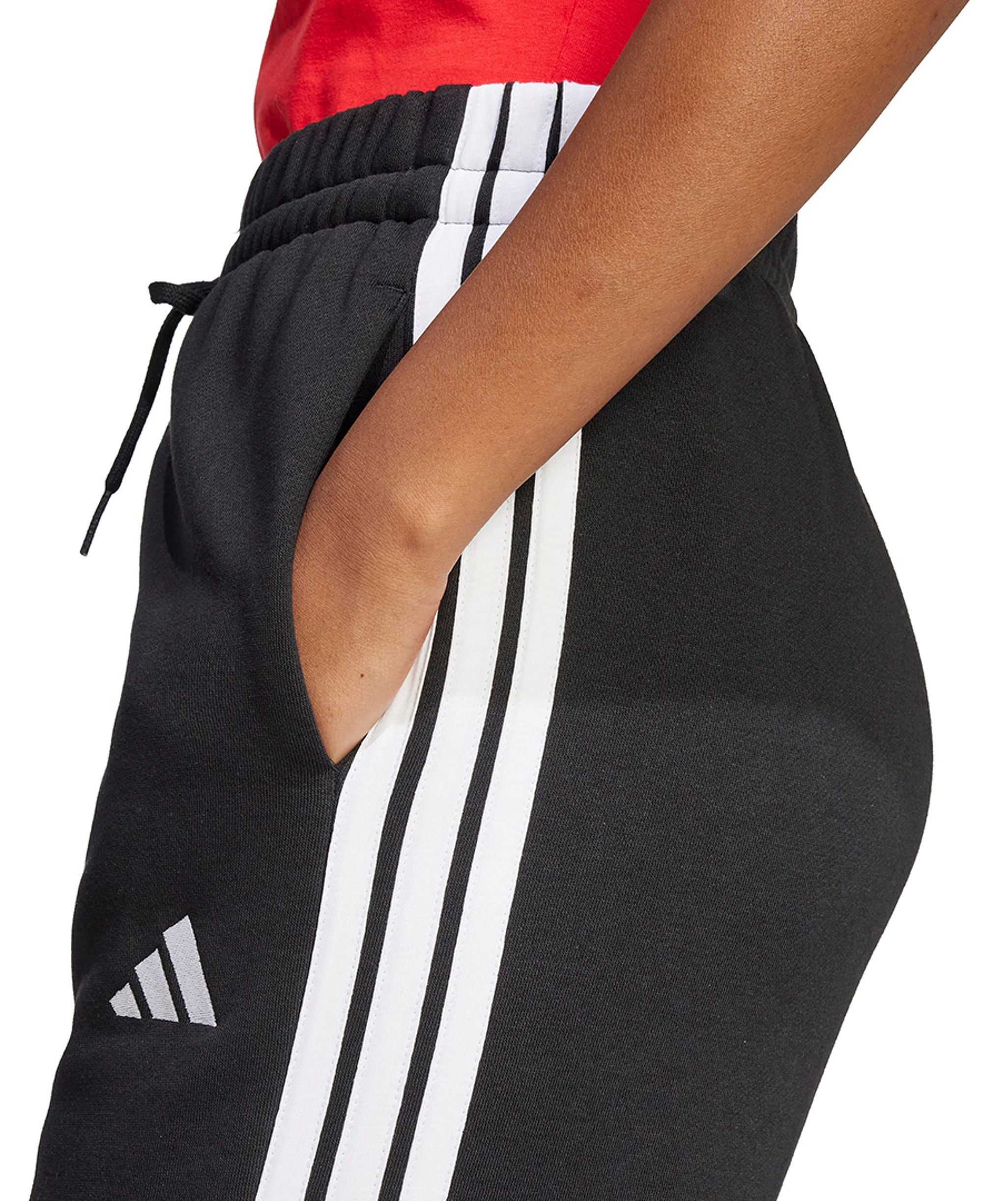 adidas Women's Essentials 3-Stripes Fleece Slim Pants - Black