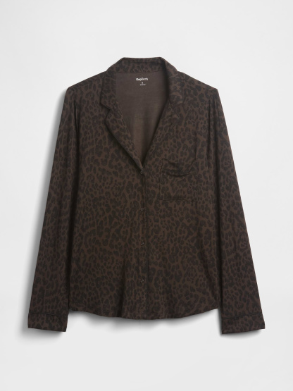 SoftMade Modal PJ Top - Leopard brown print