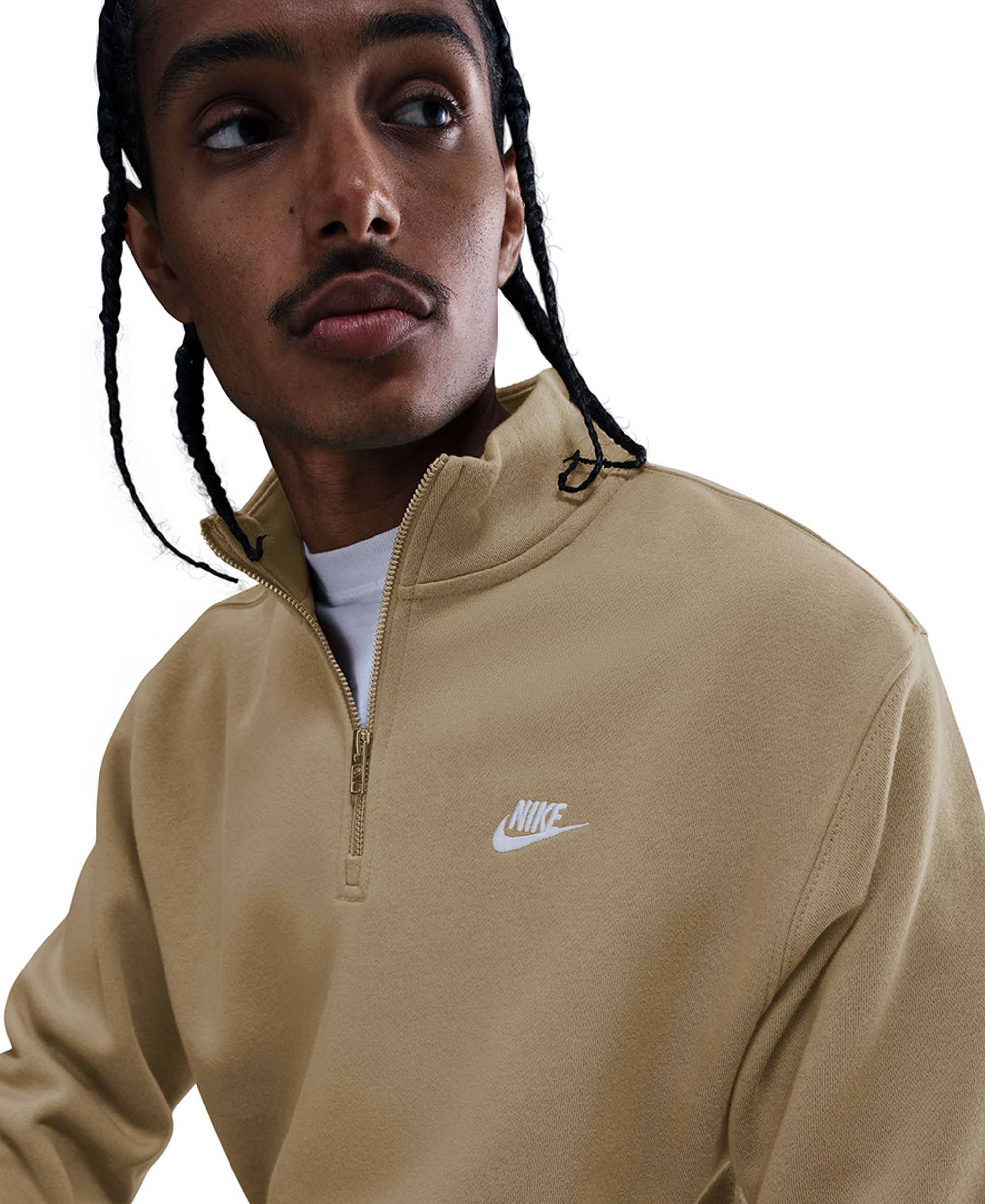Nike Men's Sportswear Club Half-Zip Fleece Sweatshirt - Parachute Beige/White