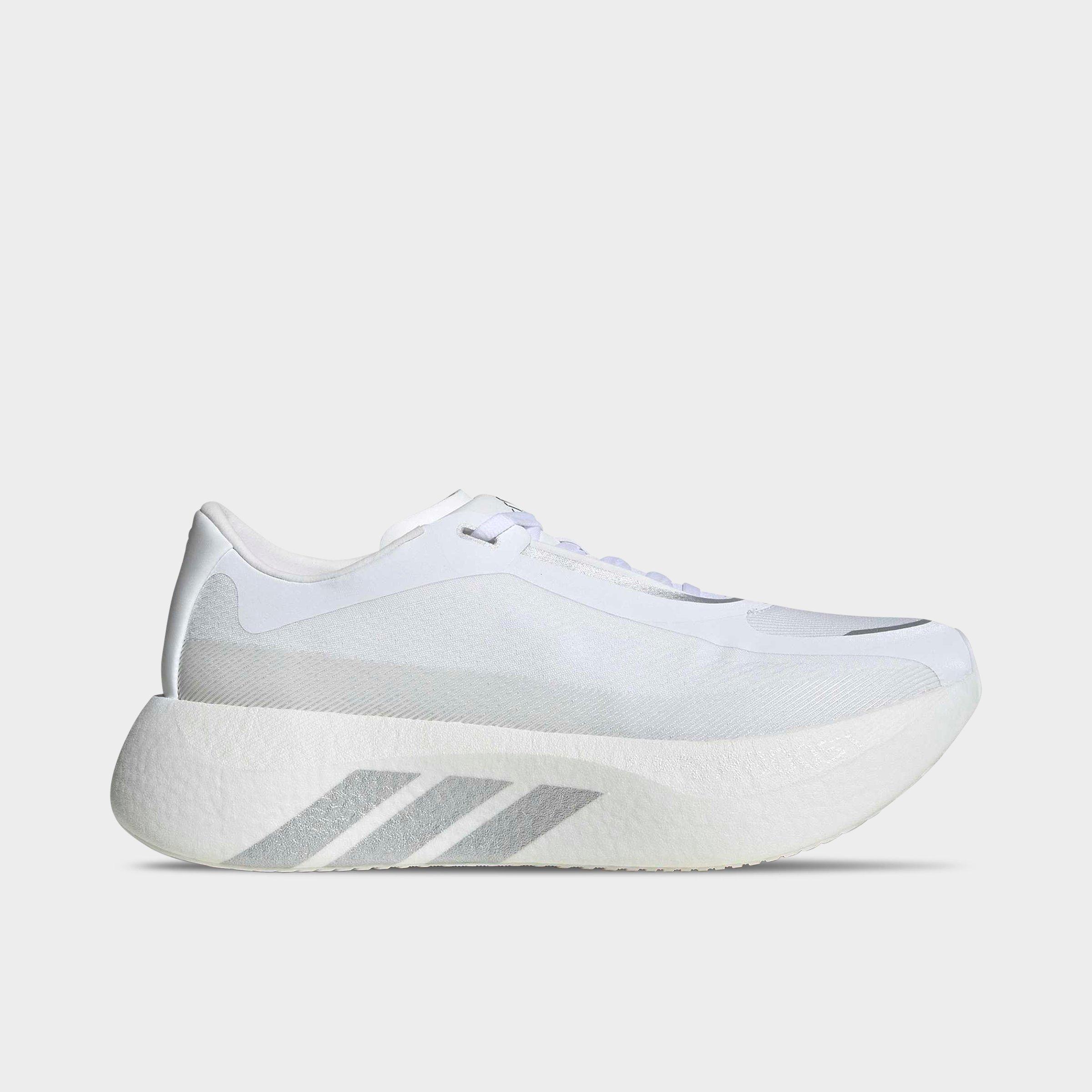 Men's adidas Hyperboost Edge Running Shoes - Part 1 - Cloud White/Silver Metallic/Zero Metallic - Left shoe facing left. Outside of the shoe.