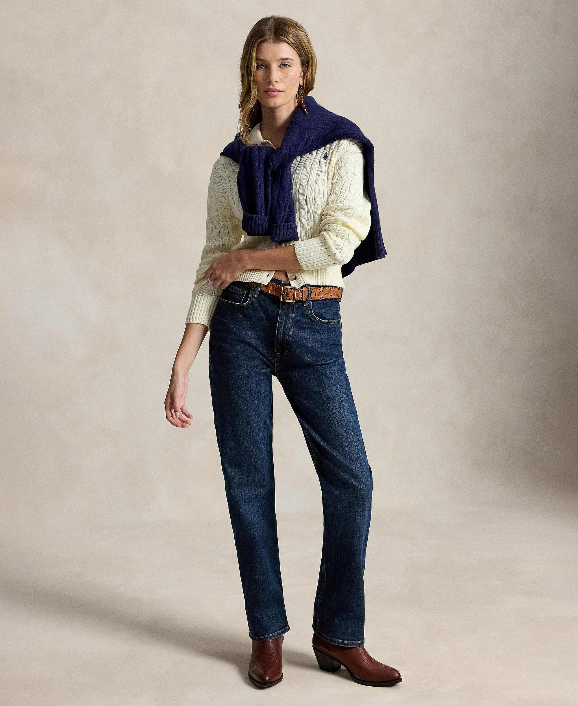 Polo Ralph Lauren Women's Polo Collar Long-Sleeve Cardigan - Clubhouse Cream