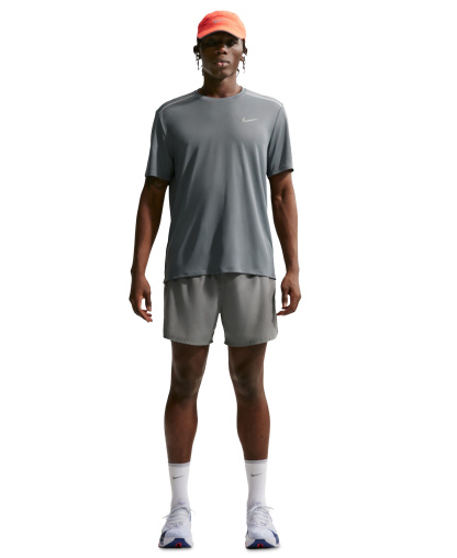 Nike Men's Miler Dri-FIT Running T-Shirt - Smoke Gray/Iron Gray/Reflective Silver