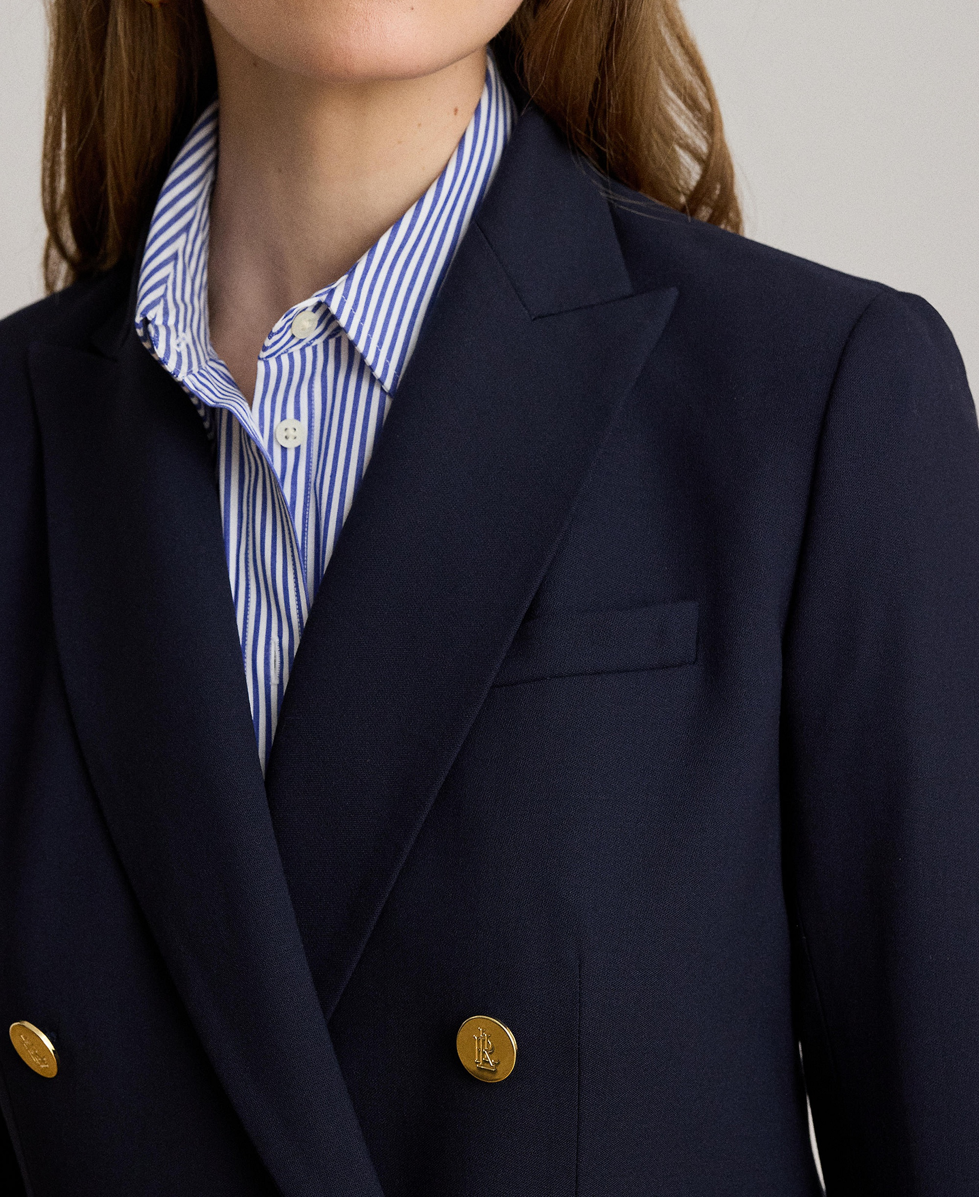 Lauren Ralph Lauren Women's Double-Breasted Wool Crepe Blazer - Lauren Navy