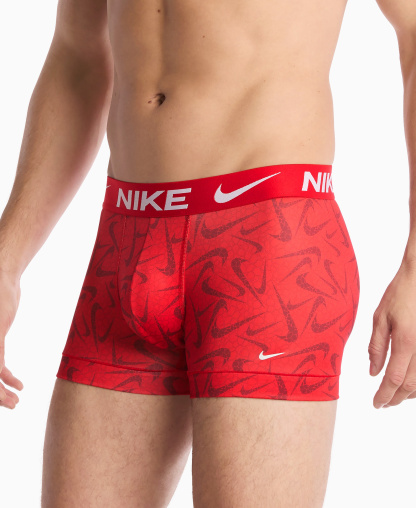 Nike Men's 3-Pack Dri-FIT Essential Micro Trunk - Uni Red Pebble Swoosh Print/ Blue Crystal/ Black