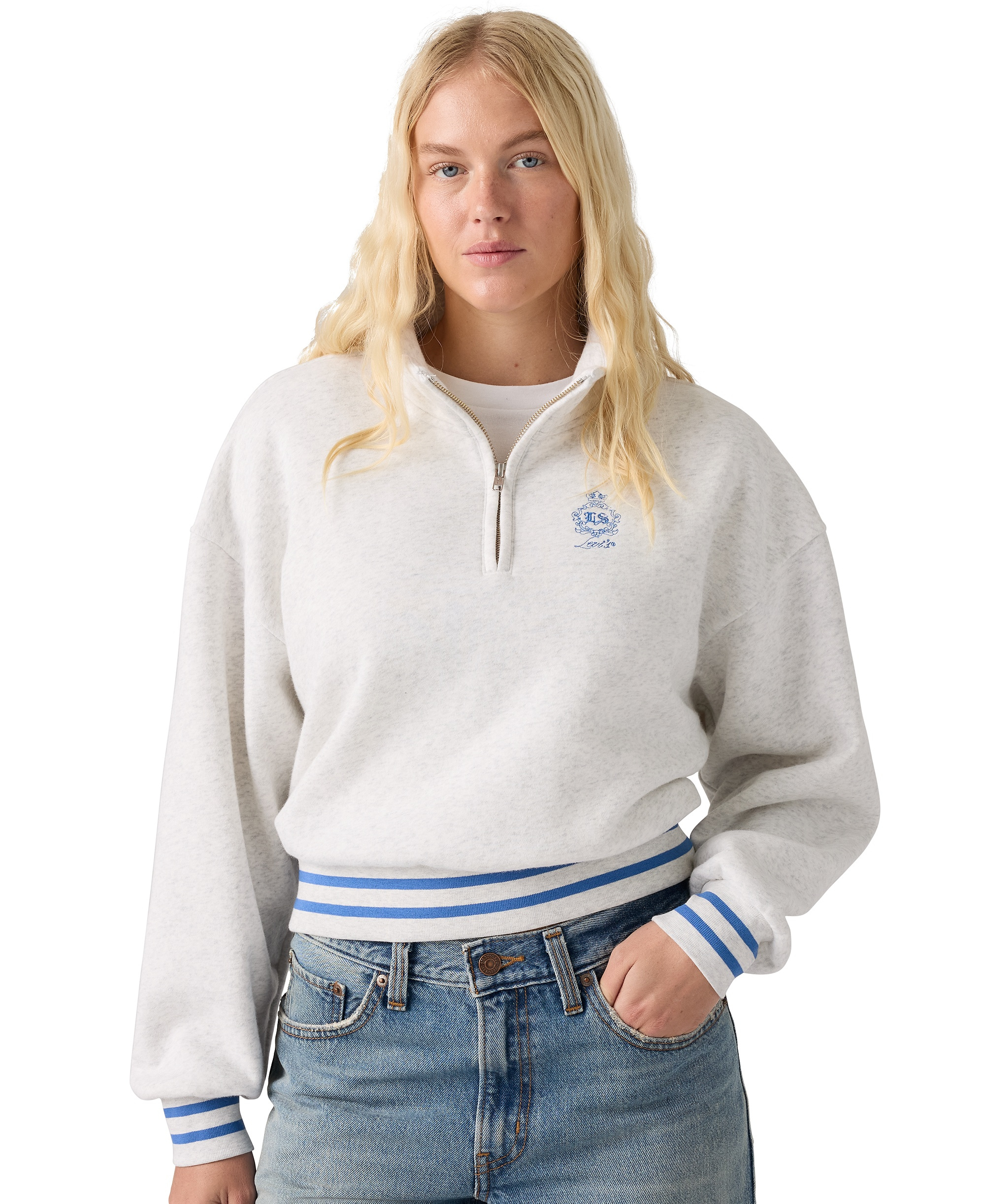 Levi's Women's Cotton-Blend Everyday Sweatshirt - Double Chest Crest Orbit Heather Gray