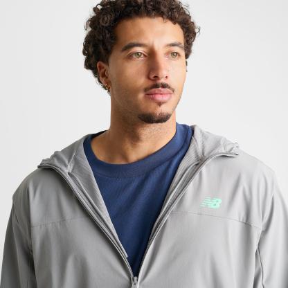 Men's New Balance Performance Full-Zip Woven Jacket - Grey Matter/Mint - view 5