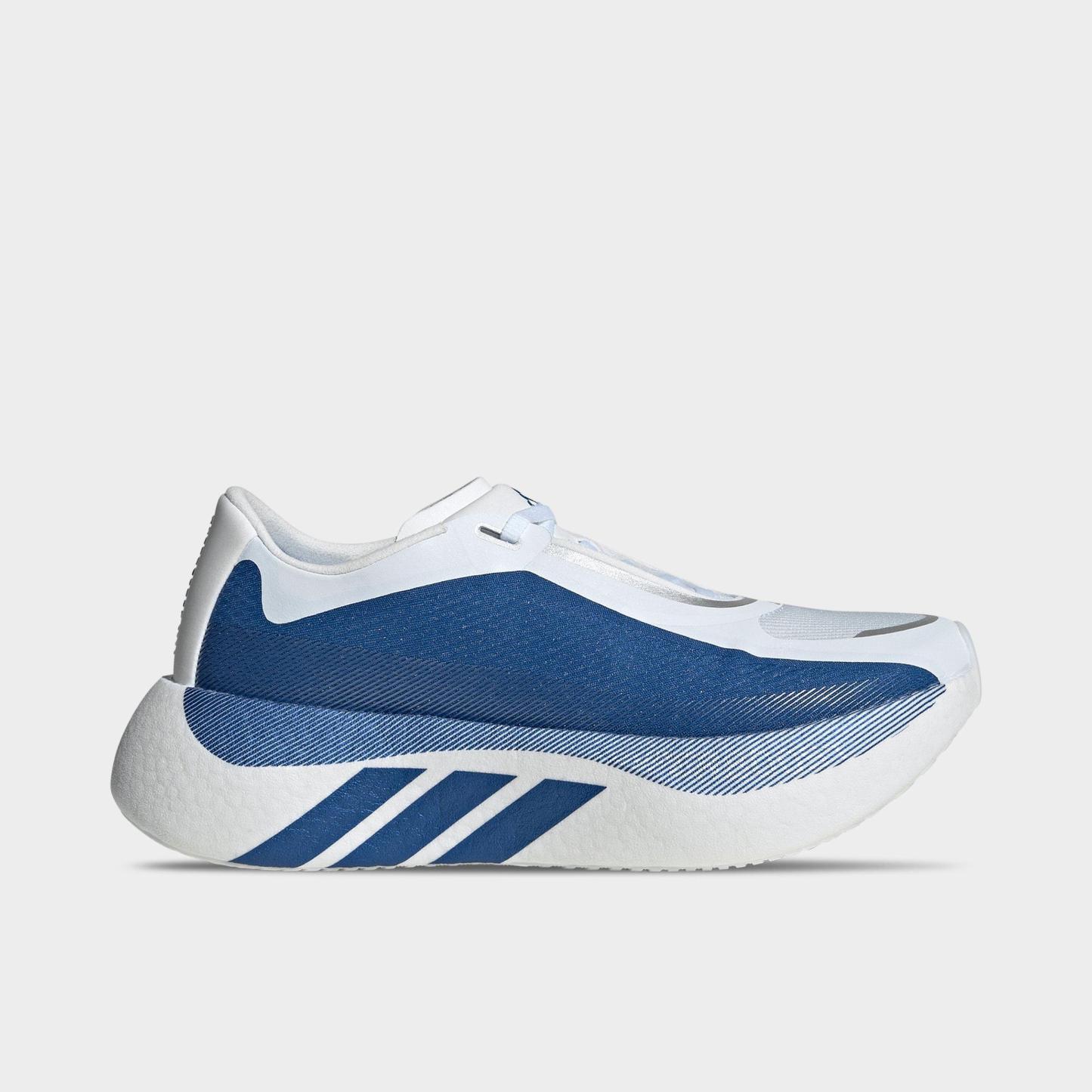 Women's adidas Hyperboost Edge Running Shoes - Part 2 - Cloud White/Eqt Blue/Zero Metallic - Left shoe facing left. Outside of the shoe.