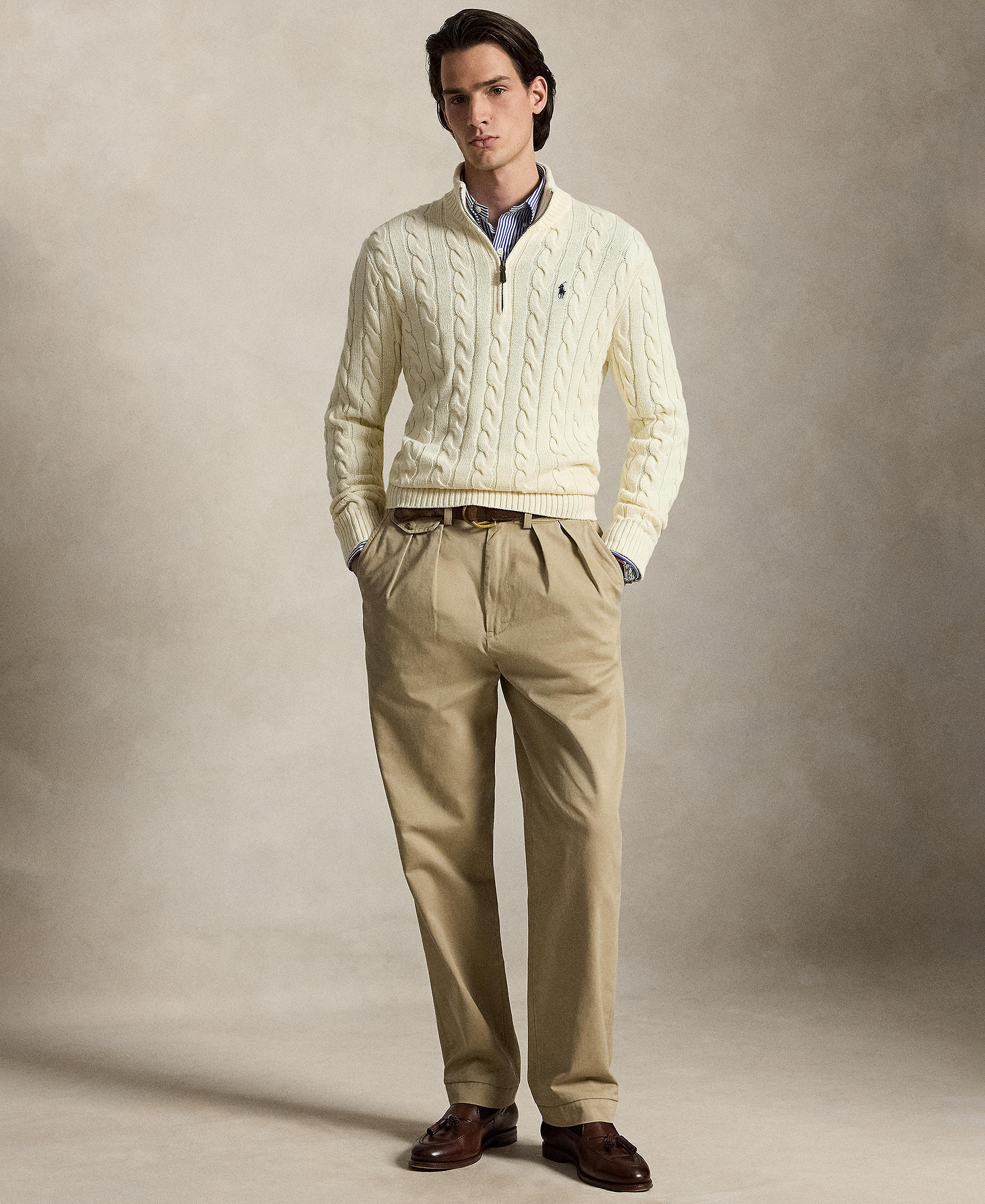 Polo Ralph Lauren Men's Cable-Knit Cotton Sweater - Cream