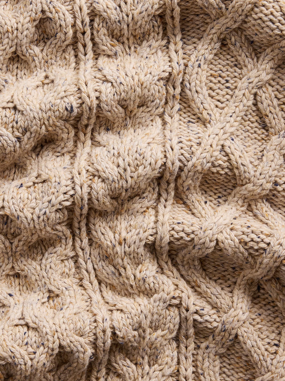 100% Cotton Cable-Knit Oversized Sweater - Cobblestone beige