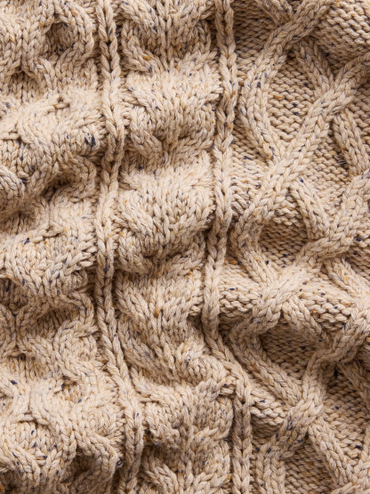 100% Cotton Cable-Knit Oversized Sweater - Cobblestone beige
