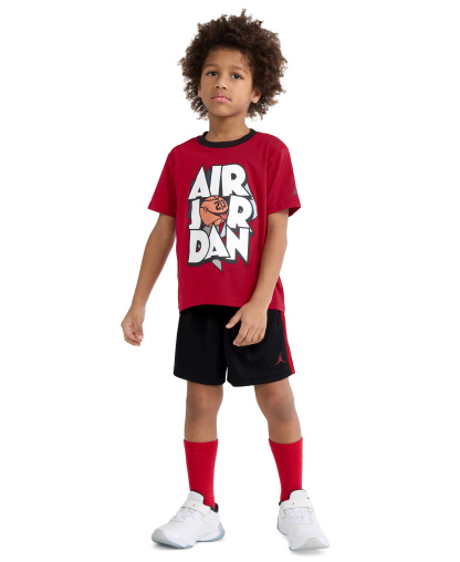 Jordan Boys' 2T-7 Airball Crewneck T-Shirt and Shorts, 2-Piece Set - Black/Red
